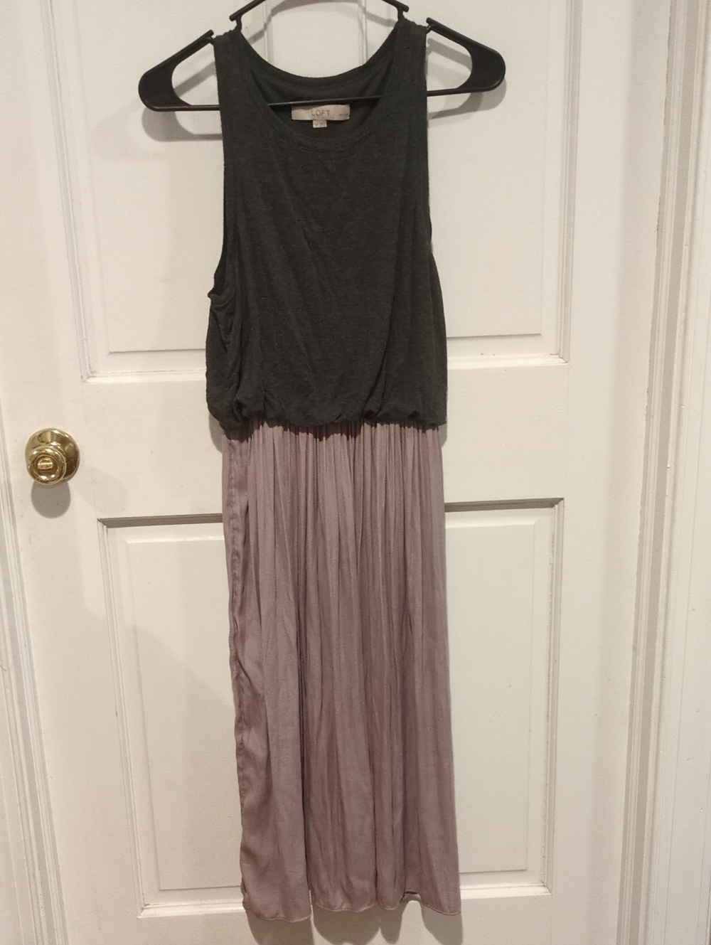 LOFT Two-Tone Sleeveless Maxi with Charcoal Top and Dusty Mauve Skirt